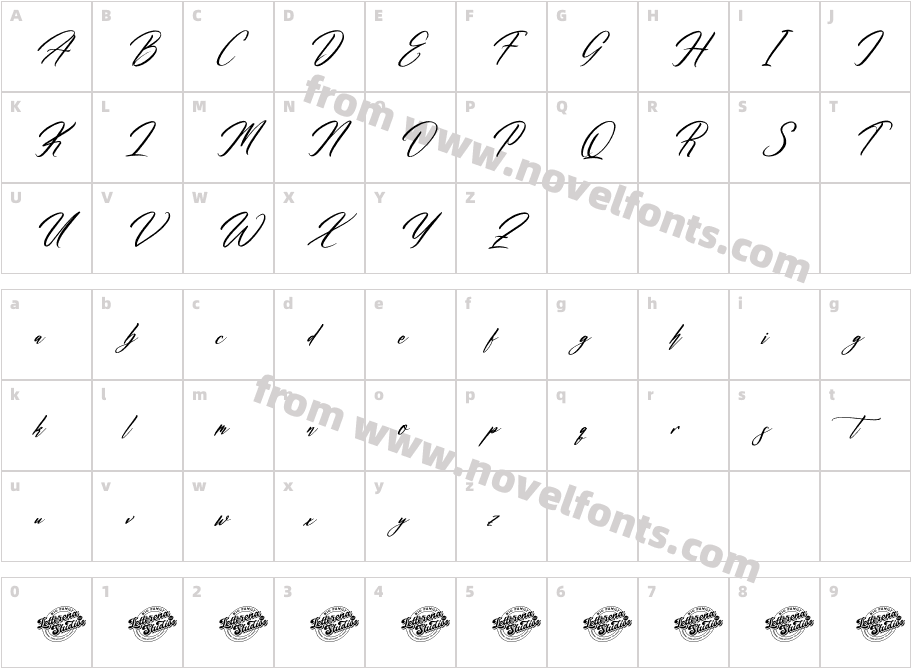 Harttemon Alisthera DEMO VERSIO ItalicCharacter Map