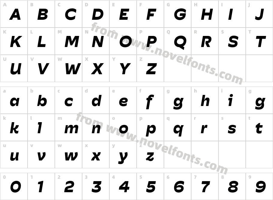 Hatch Sans Bold ItalicCharacter Map