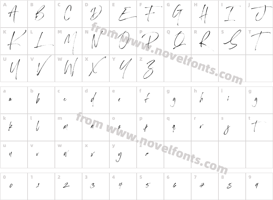 Havana Sunset ScriptCharacter Map