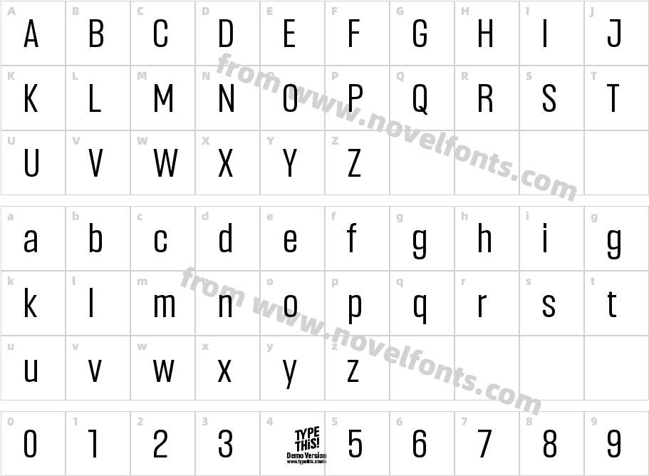 Headlines RegularCharacter Map