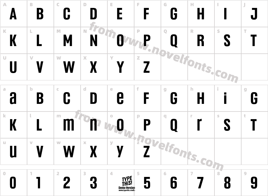 Headlines Uni A Semibold TrialCharacter Map