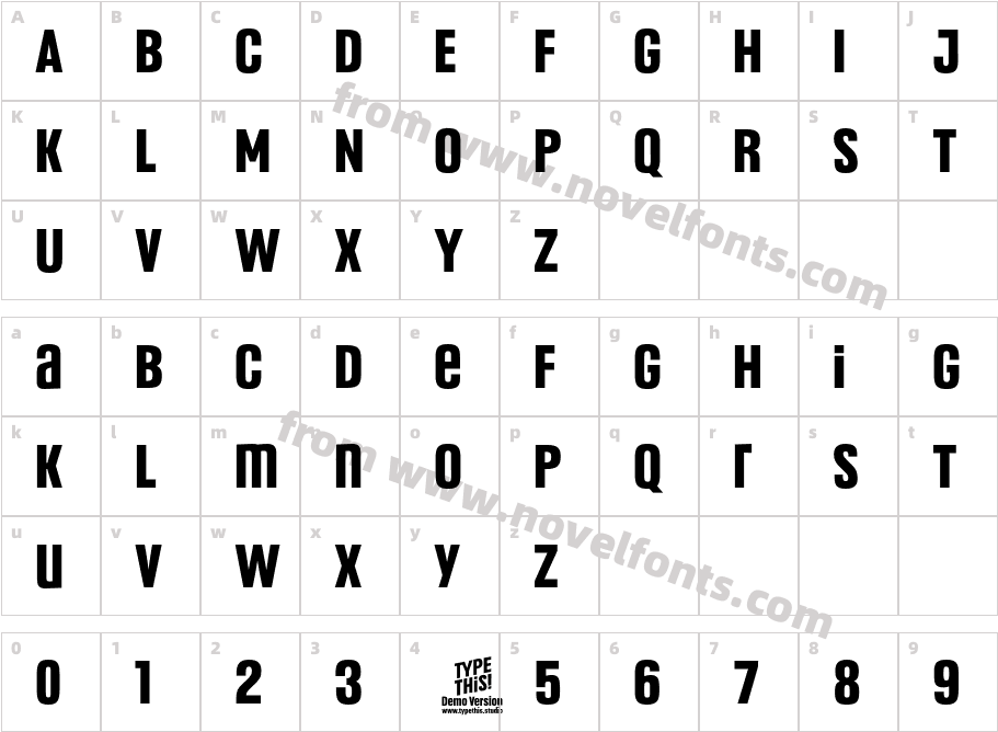 Headlines Uni B Bold TrialCharacter Map