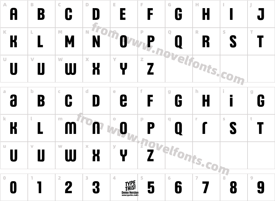 Headlines Uni C Bold TrialCharacter Map