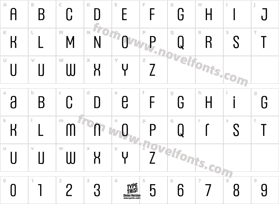 Headlines Uni C Regular TrialCharacter Map