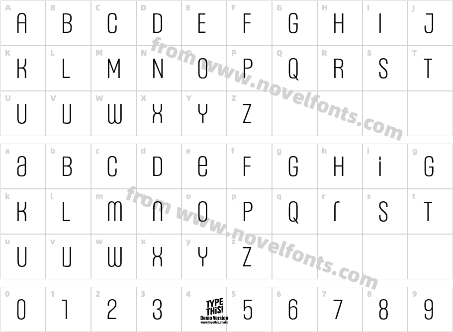 Headlines Uni C Semi Light TrialCharacter Map