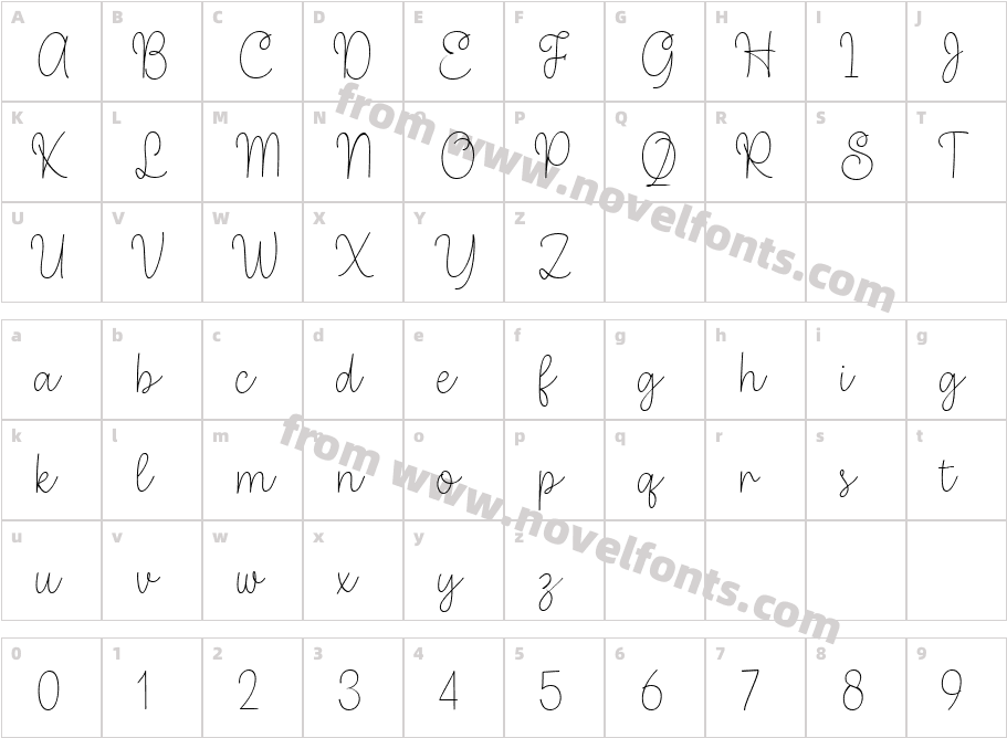 Headstay RegularCharacter Map