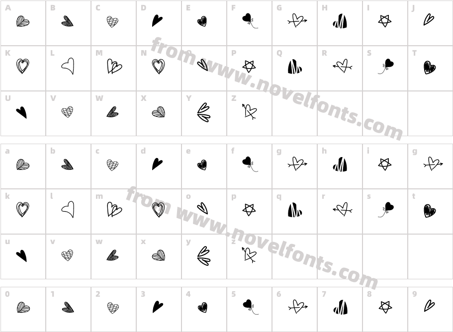 Heart Dingbat RegularCharacter Map