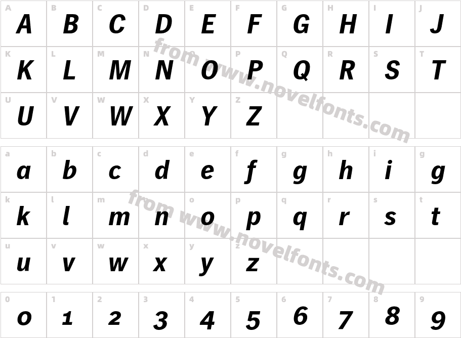 Heidelberg Gothic OsF Bold ItCharacter Map