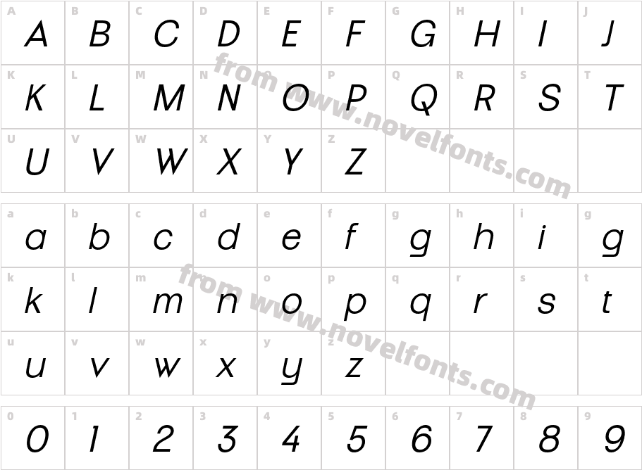 Heily ItalicCharacter Map