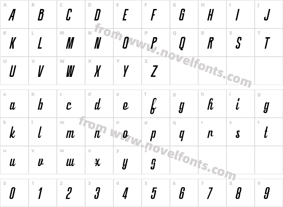 Heliuk Script RegularCharacter Map