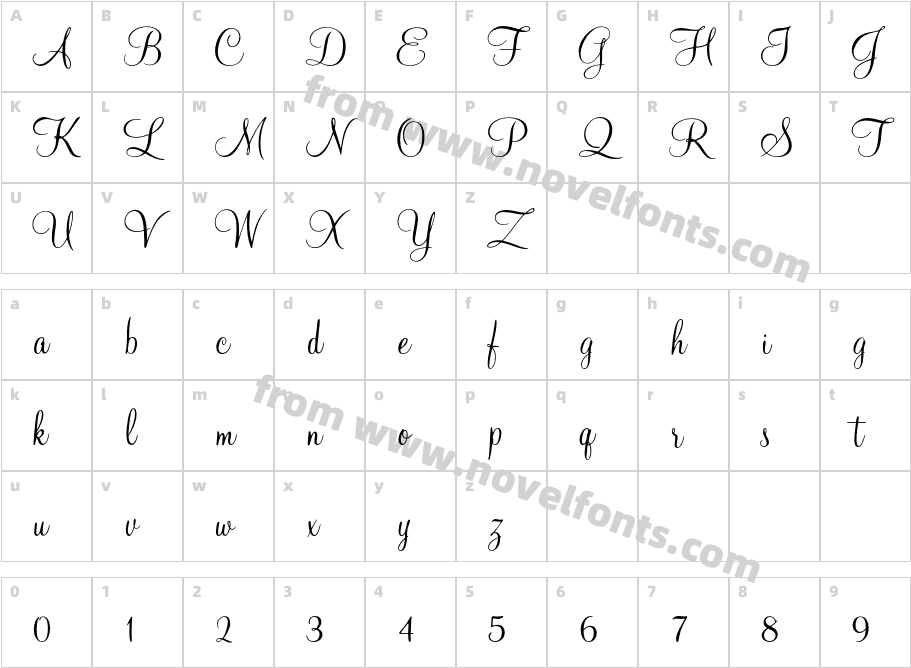 MahoganyScriptStdCharacter Map