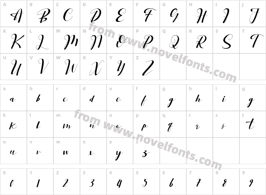 Hello Saffana ItalicCharacter Map