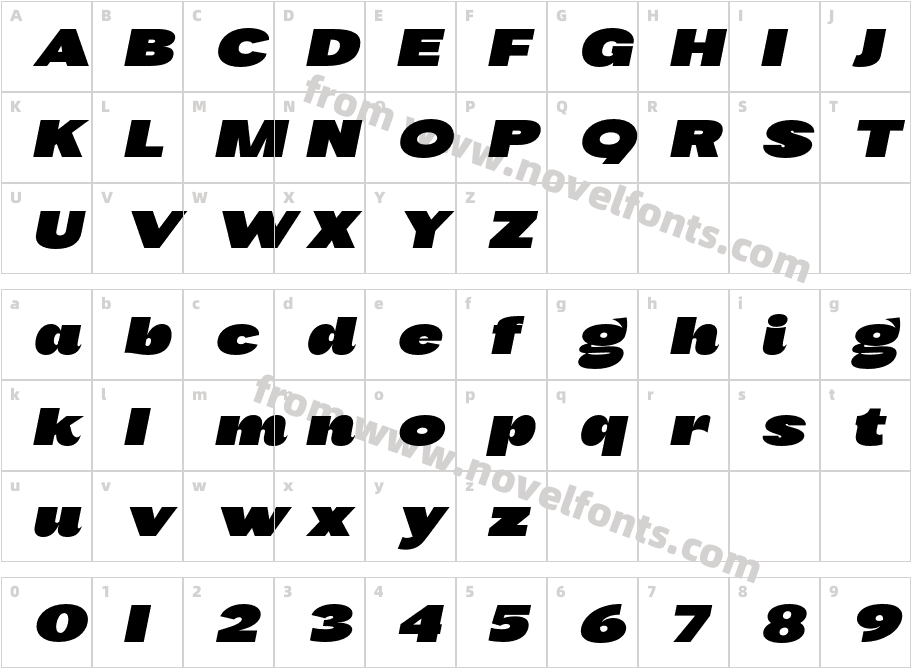 Hello Signov Black ItalicCharacter Map