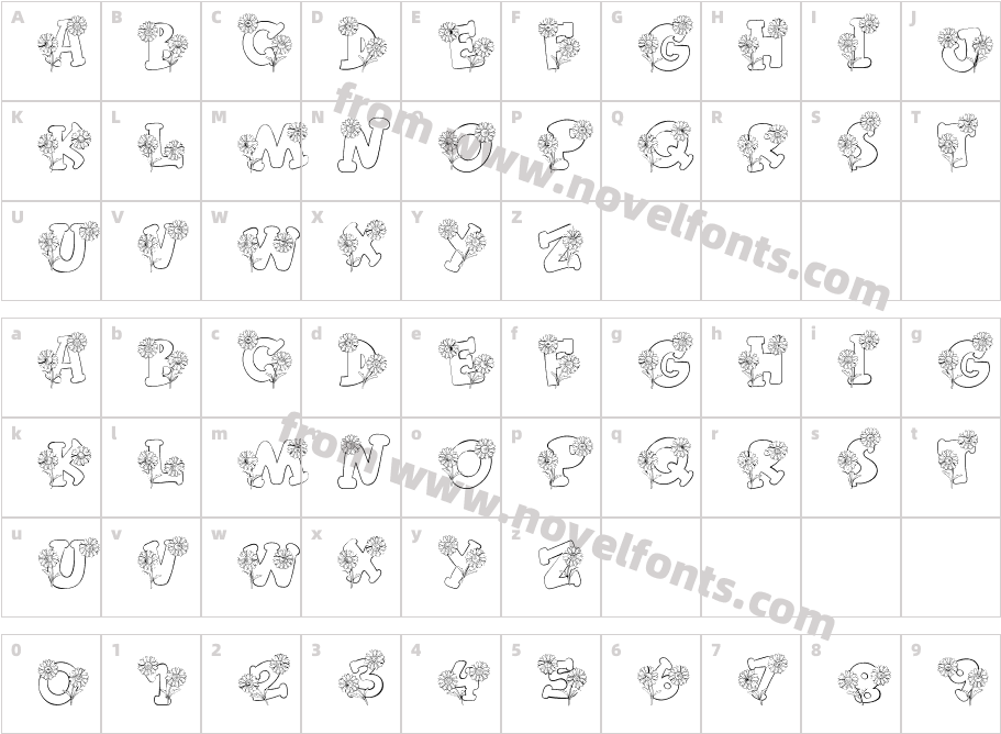 Hello Sunflower RegularCharacter Map