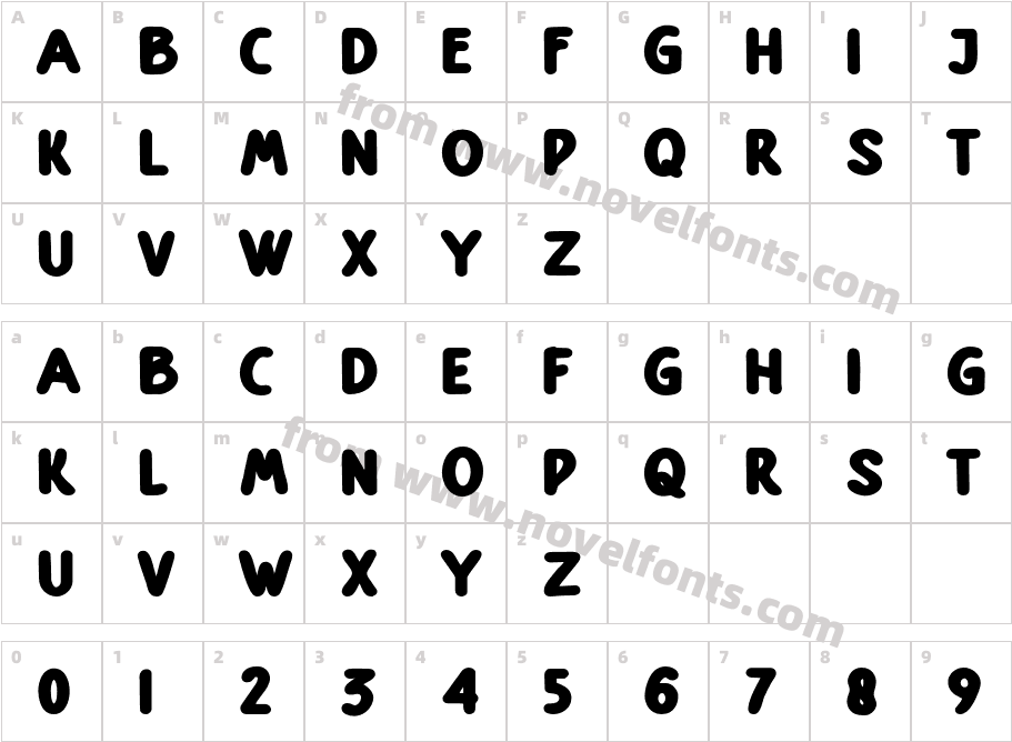 Hello Sweety BoldCharacter Map