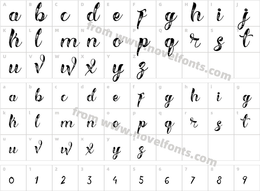 Hellvina Hand ScriptCharacter Map