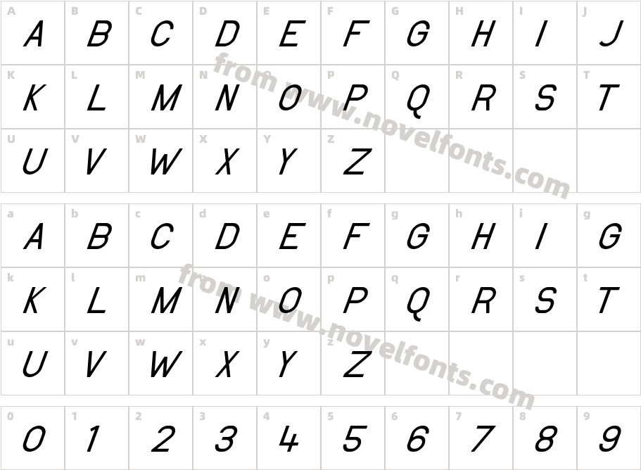 Helton Light OutlineCharacter Map
