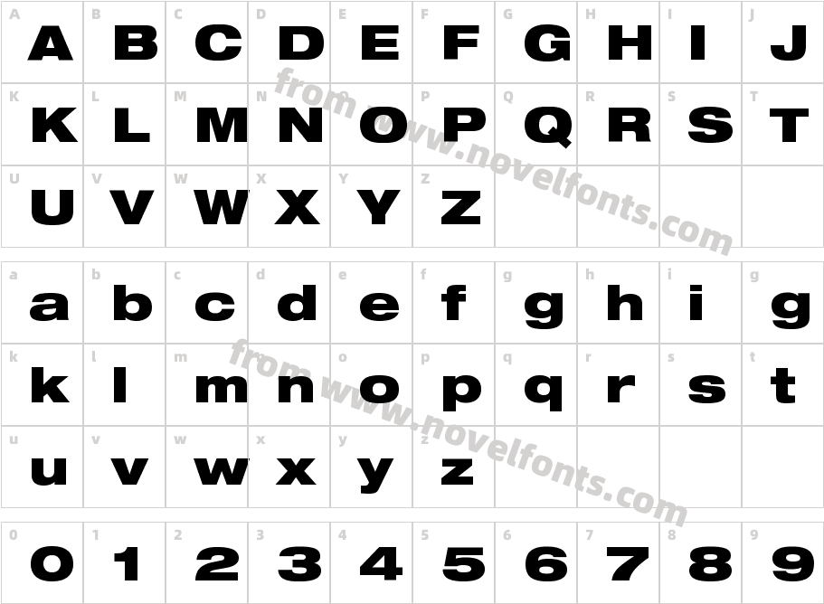 Helvetica Neue Black ExtCharacter Map