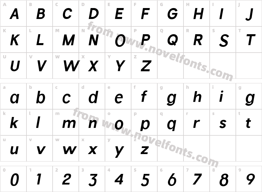 Hempa Sans Bold ItalicCharacter Map