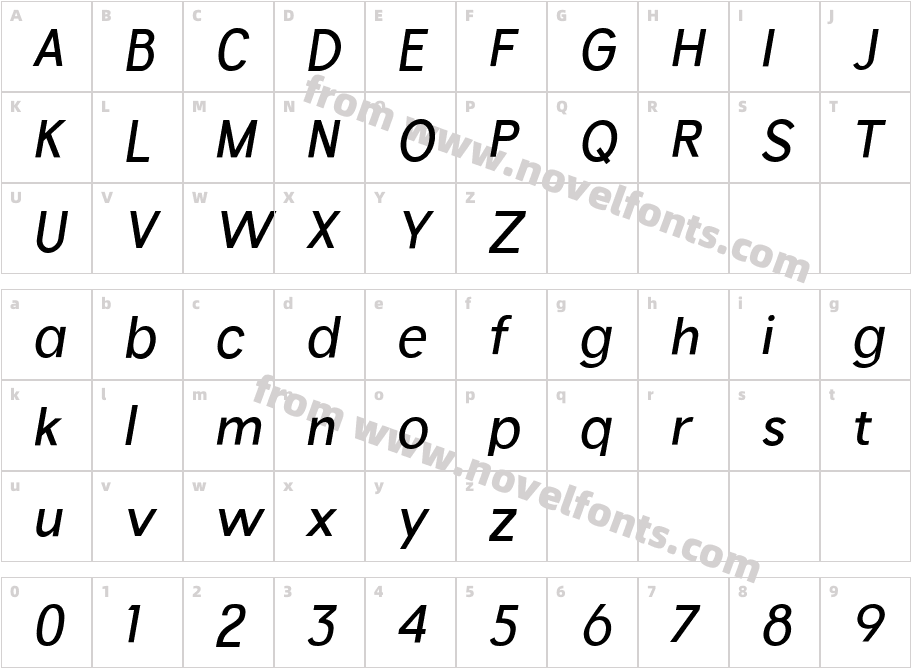 Hempa Sans Medium ItalicCharacter Map