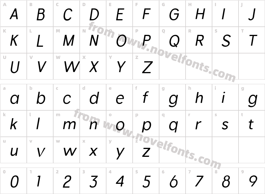 Hempa Sans Regular ItalicCharacter Map