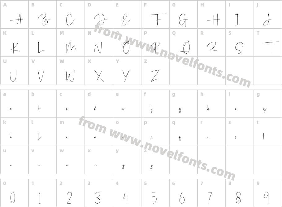 Hendrickson RegularCharacter Map
