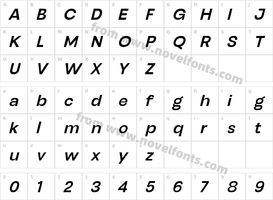Henju Semibold SlantedCharacter Map
