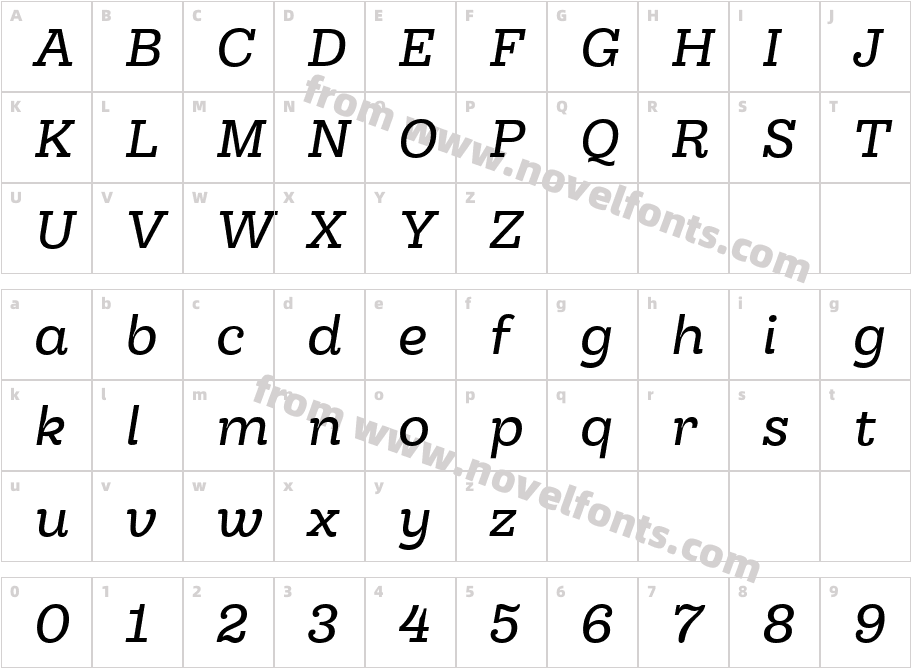 Hernandez Niu ItalicCharacter Map
