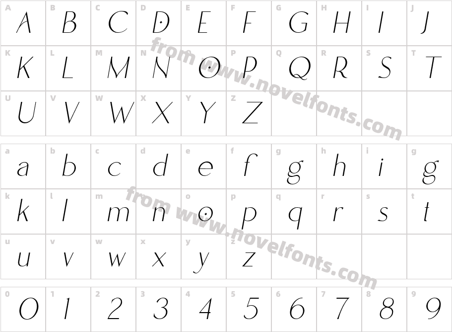 Heroliga Bold ItalicCharacter Map