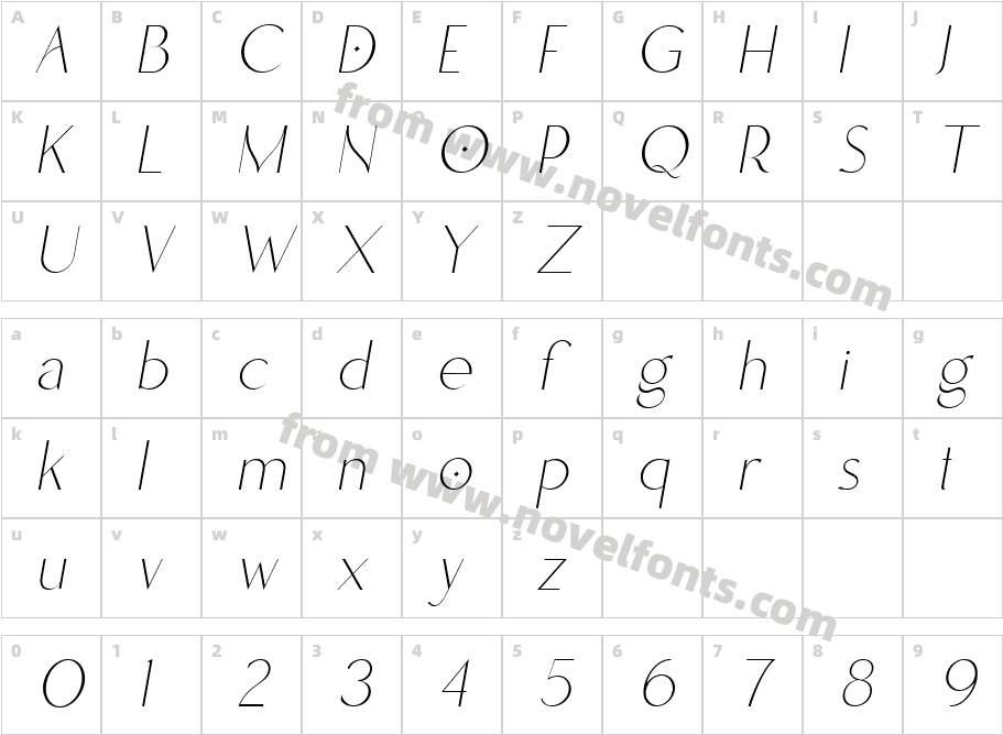 Heroliga ItalicCharacter Map