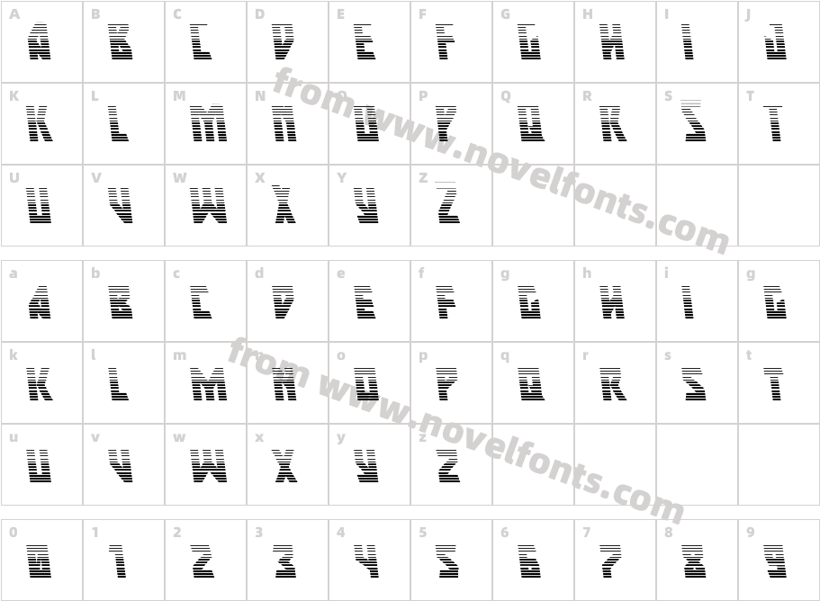 Major Force Gradient LeftalicCharacter Map