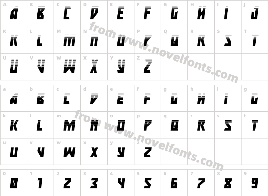 Major Force Halftone ItalicCharacter Map