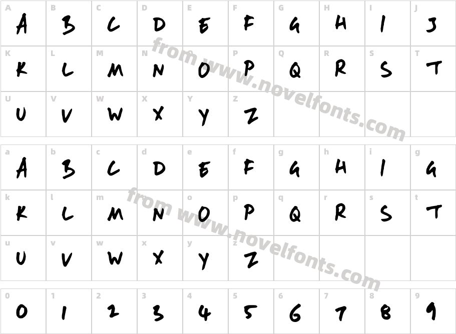 AndyFontCharacter Map