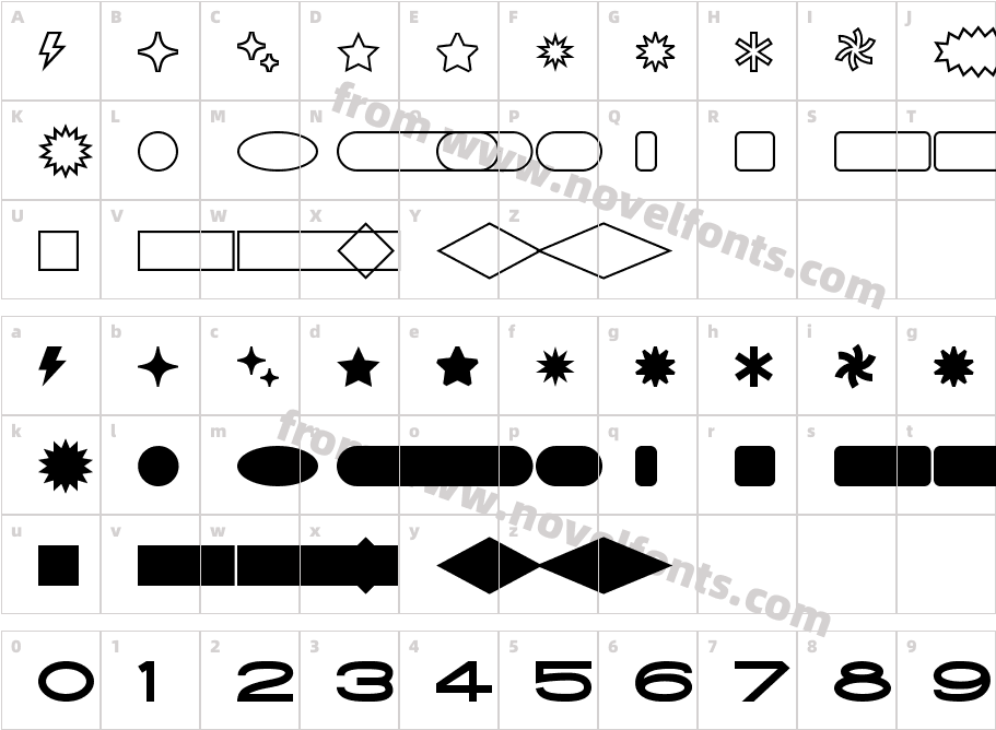 High Cruiser DingbatsCharacter Map