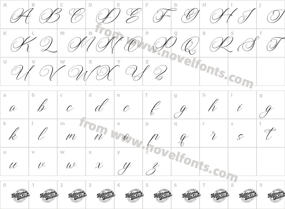 Higland Amaranth Italic DEMO VE ItalicCharacter Map