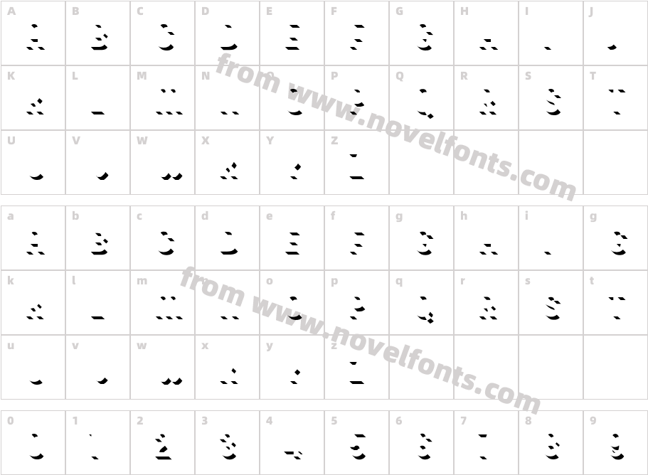 Hipton Sans Extrude ShadowCharacter Map
