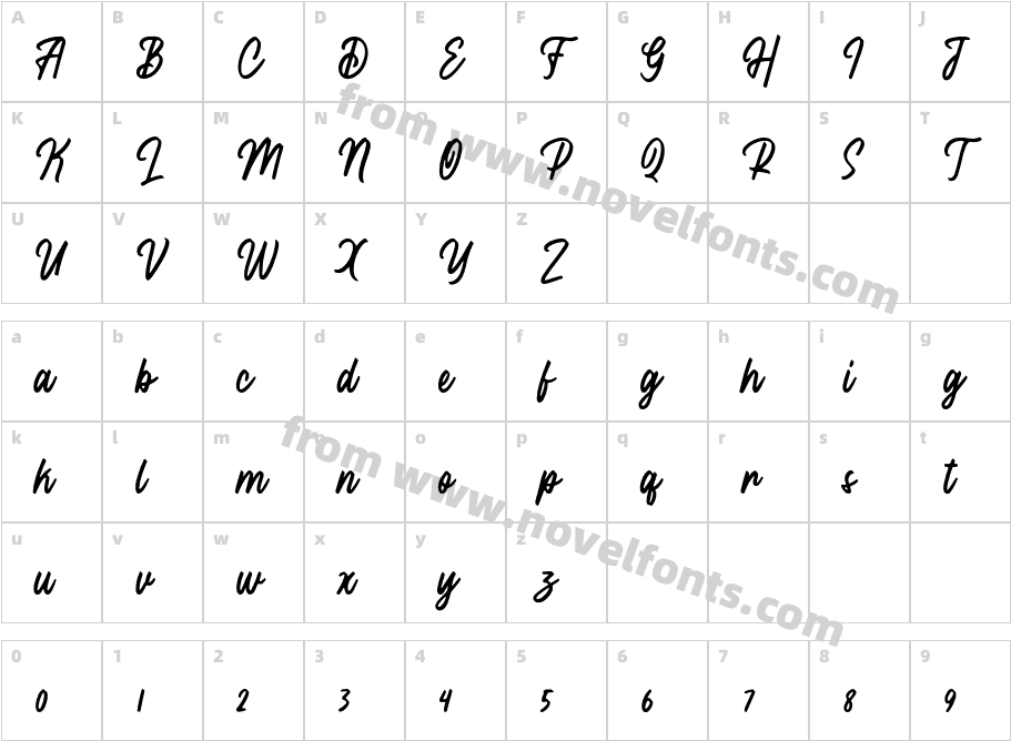 Histeria ScriptCharacter Map