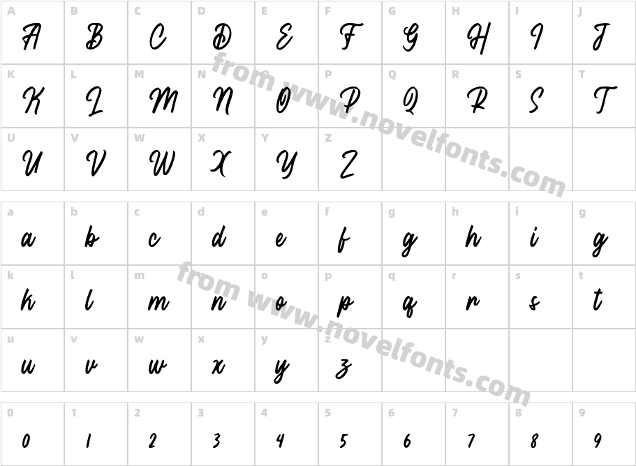 Histeria ScriptCharacter Map