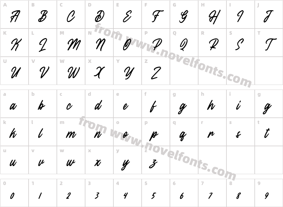 Histeria SlantCharacter Map