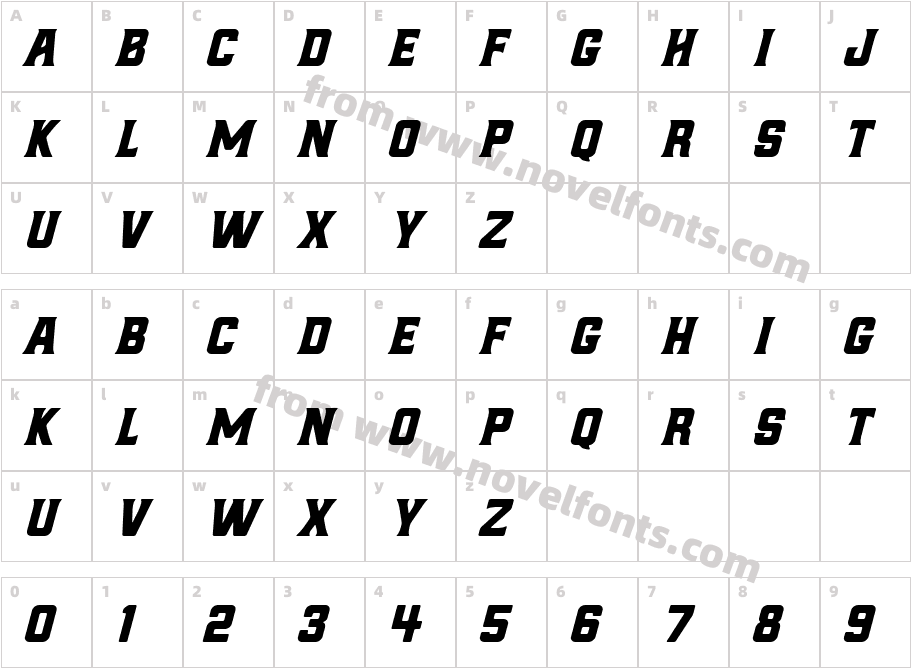 Hochstadt Serif ObliqueCharacter Map