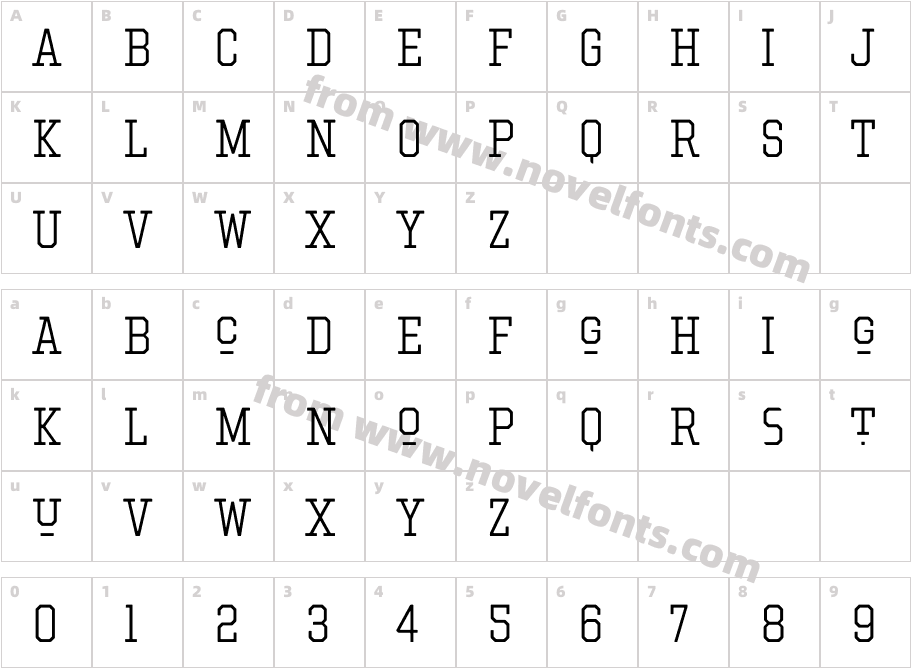 Hockeynight Serif LightCharacter Map