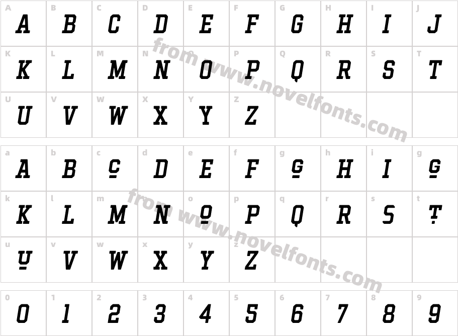 Hockeynight Serif Medium ItaCharacter Map