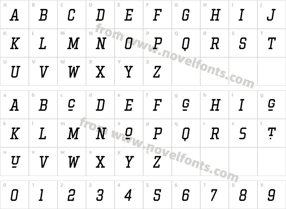 Hockeynight Serif Regular ItaCharacter Map