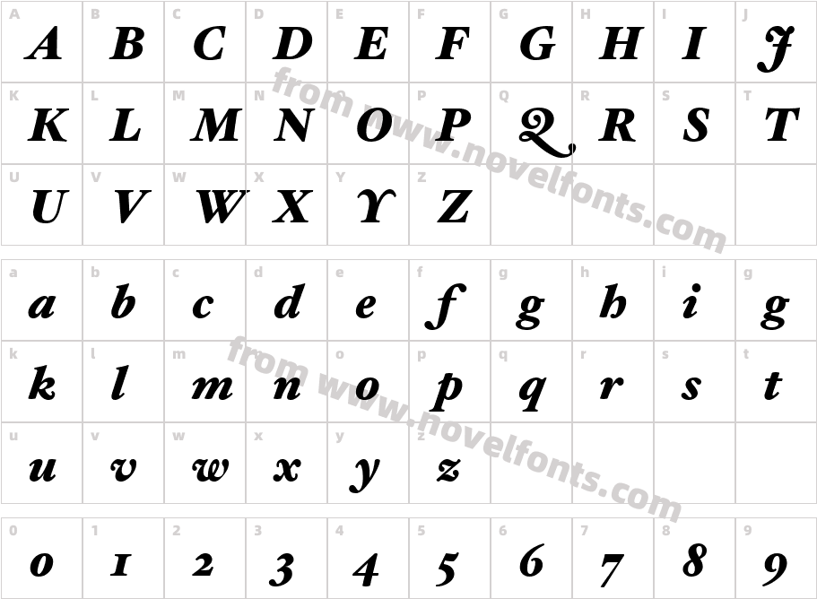 Hoefler Text Black ItalicCharacter Map