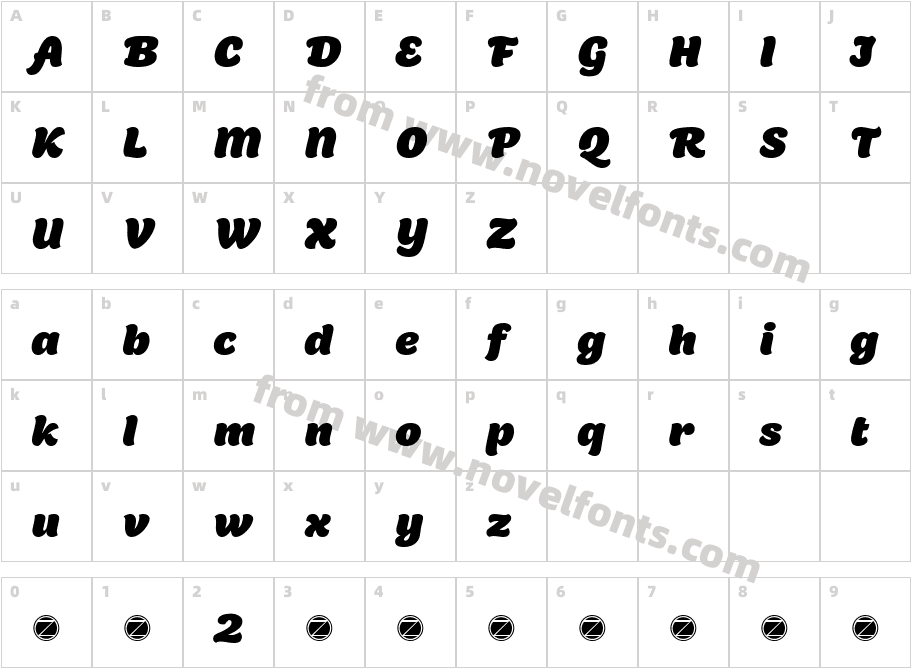 Holden Trial Extra Bold ItalicCharacter Map