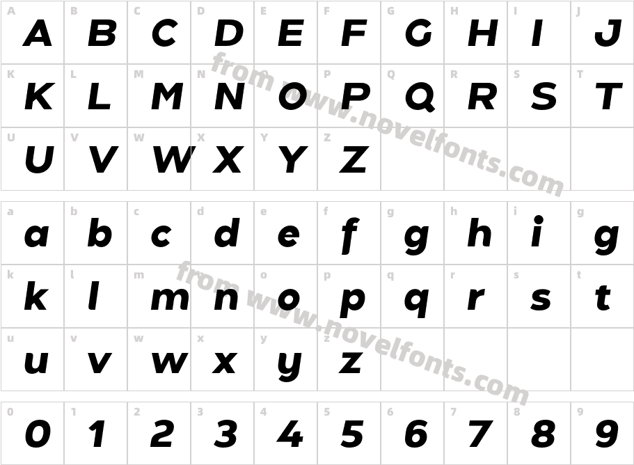 Holgada Black ItalicCharacter Map