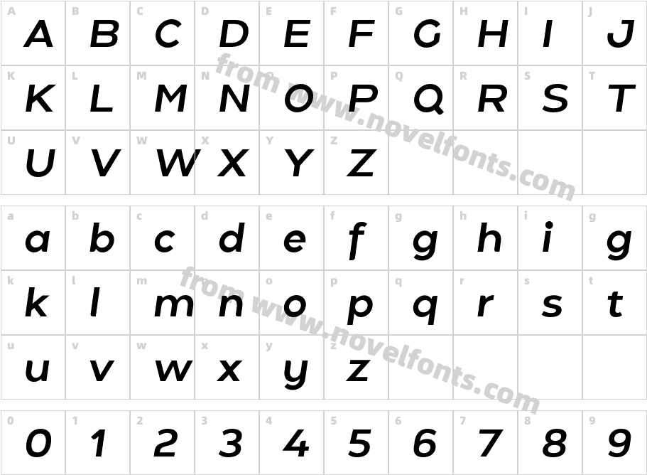 Holgada Bold ItalicCharacter Map