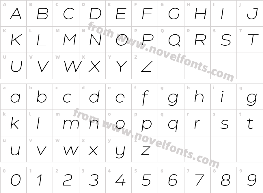 Holgada Light ItalicCharacter Map