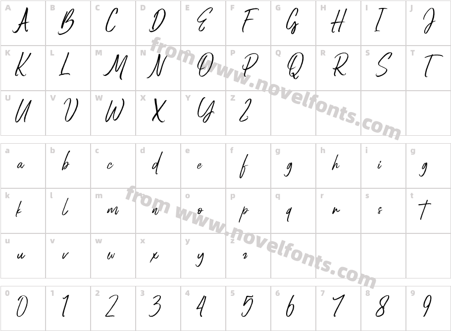 Holingston Clean SlantCharacter Map
