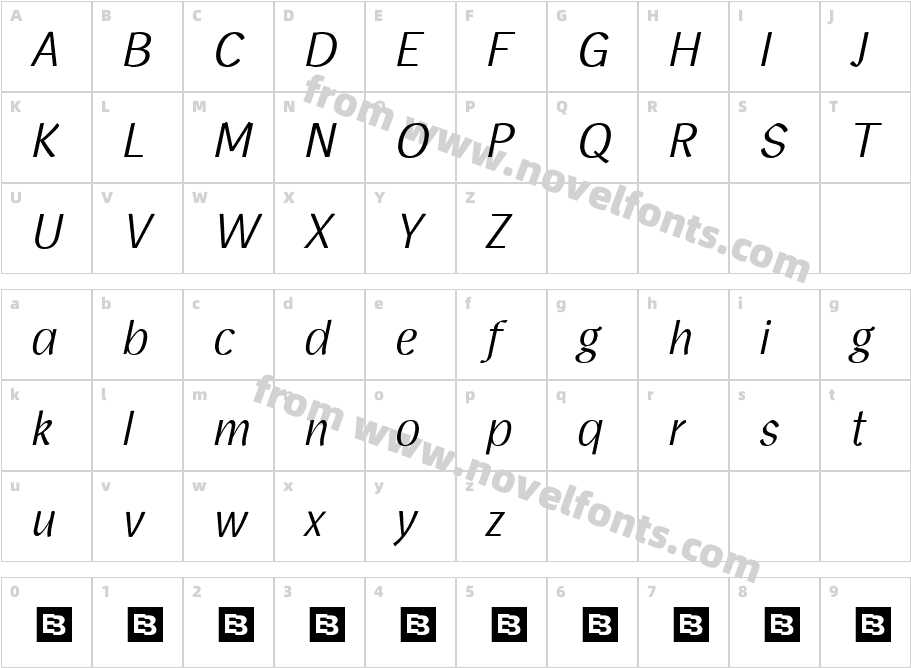 Homade Trial ItalicCharacter Map